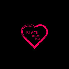 Illustration of an isolated line art heart icon with the text BLACK FRIDAY