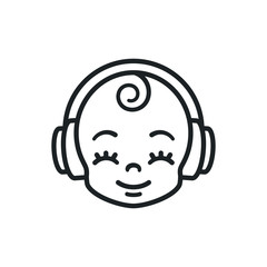 Cute cartoon Baby with headphones