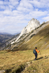 Indian woman hiking in France