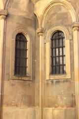 Wall of armenian Cathedral of the Assumption of Mary. Armenian courtyard. Lviv
