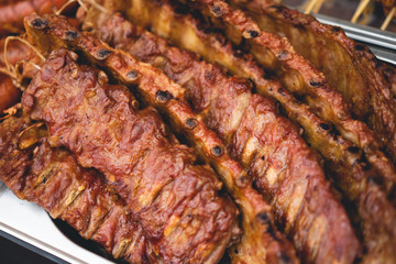 the rib is fried on the grill