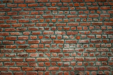 old red brick wall texture background.Retro,empty and damage wallpaper concept.
