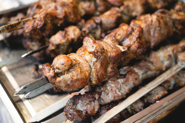 delicious and fragrant skewers grilled for barbecue