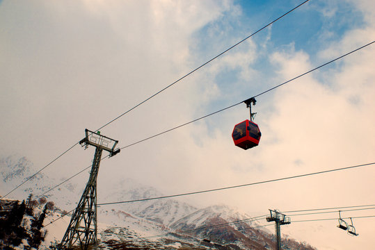 Gandola cable car in Gulmarg Kashmir India during the winter season. Gulmarg is one of the best of destination in Winter