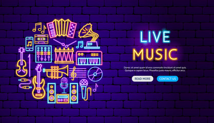 Live Music Neon Banner Design © anna_leni