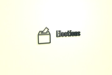 3D illustration of Elections, grey color and grey text with light background.