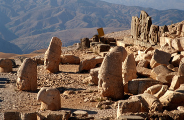 Western terrace ruins at sunset, Mt Nemrut