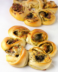 ITALIAN MOZARELLA AND BASIL STROMBOLI BREAD CUT OUT