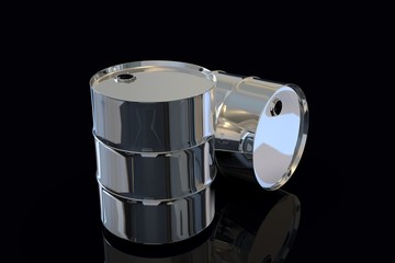 Two Metal Industrial Oil Barrels 3D rendering