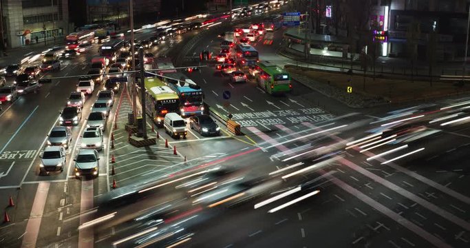 Night Traffic Timelapse Shot