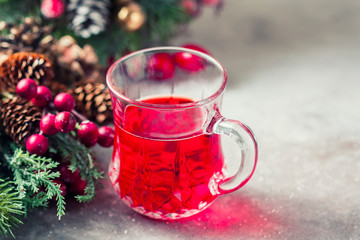  hristmas drink with spices. Christmas composition
