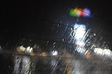 Window at rain with bokeh