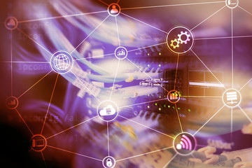 Technology infrastructure cloud computing and communication. Internet concept.