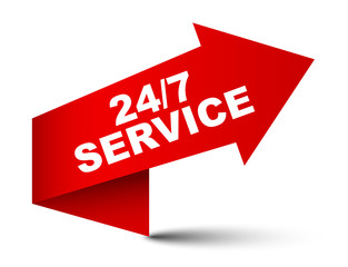 red vector banner 24/7 service