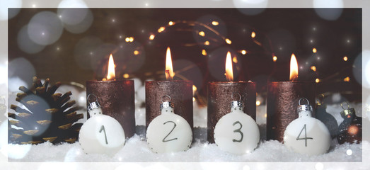 Weihnachten - Adventskerzen braun vierter Advent