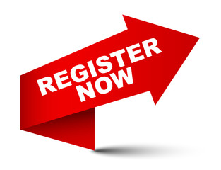red vector banner register now