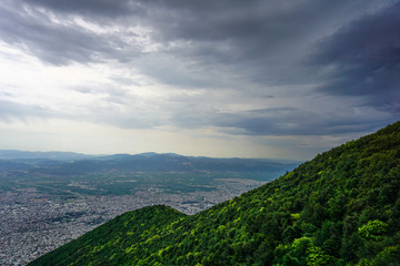 Fototapeta na wymiar Aerial view of the mountains of Uludag while climbing