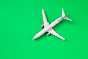 Image of airplane isolated on empty green background