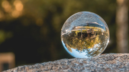Crystal ball landscape shot at Moos-Bavaria-Germany