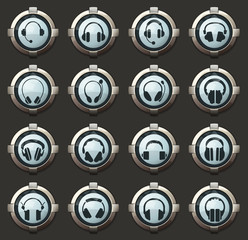 Headphones icons set