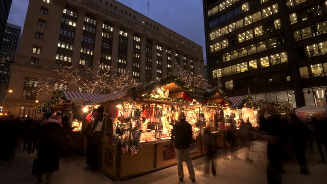 Christkindl Holiday Market Chicago 4k Time Lapse Scene 2