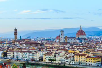 Fototapeta na wymiar Firenze cityscape. Florence panorama view from Piazzale Michelangelo.