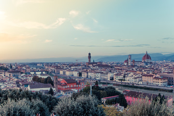 Firenze cityscape. Florence panorama view from Piazzale Michelangelo.