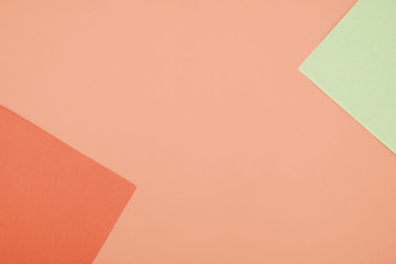 Blue and pink pastel color paper geometric flat lay background