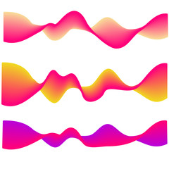 Neon flowing wave. gradient abstract shapes isolated on white. Vector set