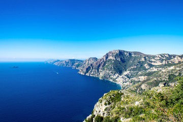 Fototapeta na wymiar Panoramic view of the Sorrento peninsula from the Path of the Gods