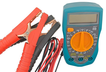 two large spring clamp and electronic tester