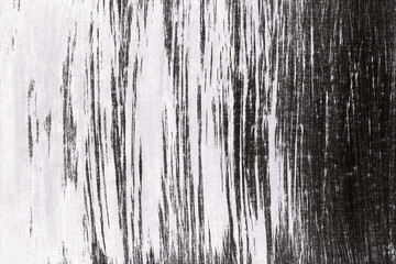 Black with grey ink texture with abstract washes and brush strokes on white watercolor paper background.