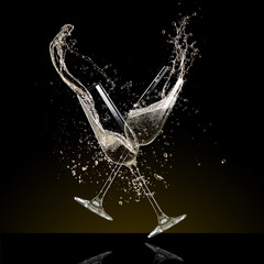 Glasses of champagne, celebration theme.