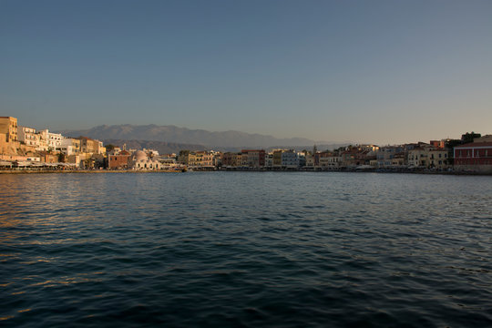 Venetian Harbor and port of Chania Old Town. Crete island of Greece