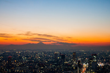 Fototapeta na wymiar sunset in tokyo