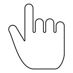 Hand point select declare index finger forefinger for click concept pushing choose icon black color illustration  outline