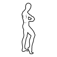 Posing bodybuilder silhouette Bodybuilding concept icon black color illustration  outline