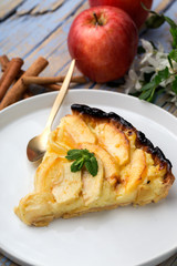 Apple pie with cinnamon and mint