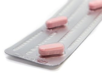 Pills in blister close-up