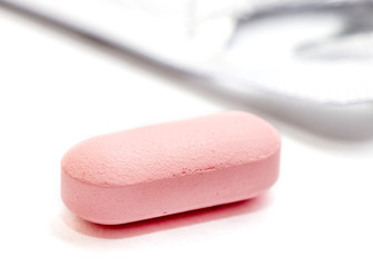 One red pill close-up