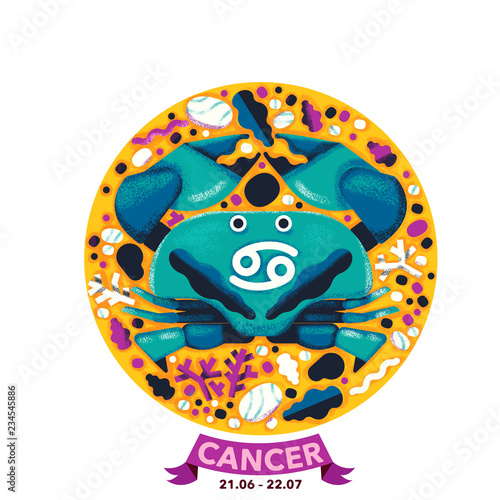 Cancer Zodiac Sign Icon Astrology Modern Label Stock Photo And