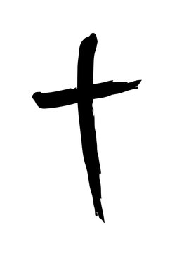 Hand drawn christian cross symbol