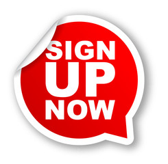 red vector banner sign up now