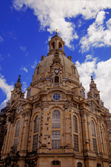 Fototapeta na wymiar Church in Dresden against blue background of sky. Germany.