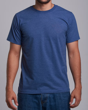 Blue Tshirt On Male Model Mockup 
