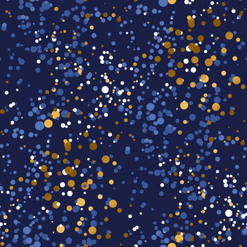 Christmas night stars and snow seamless pattern