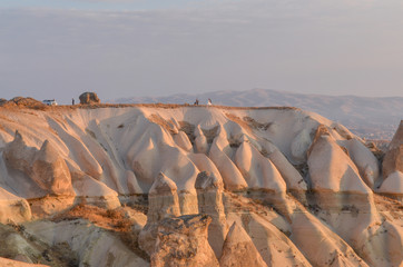 white sandstone hoodoos of Love Valley  at sunrise Goreme, Cappadocia, Turkey
