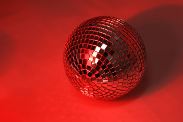 beautiful disco ball on yellow background isolated.