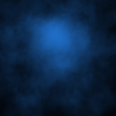 Blue fog and mist effect on black stage studio showcase room background.