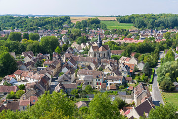 Fototapeta na wymiar Aerial view of the village of Mello, France.